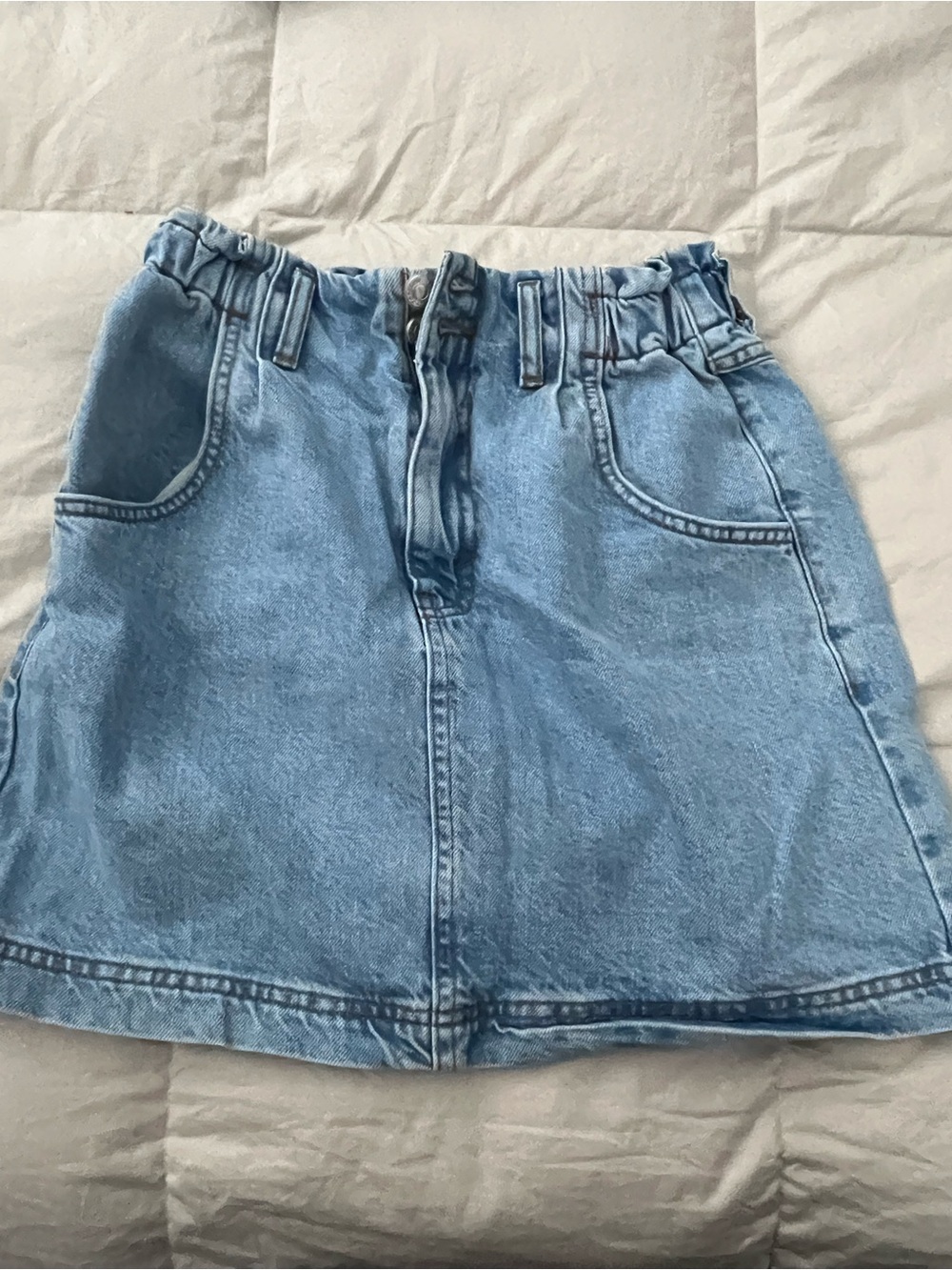 Topshop Light Blue Denim Skirt - Women's Casual A-Line